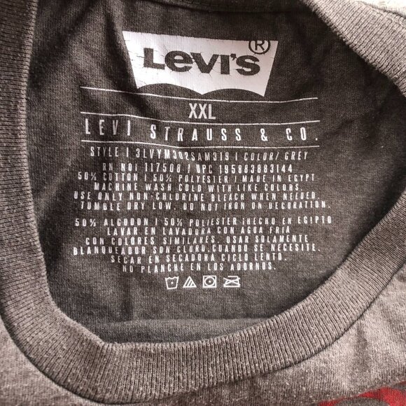 Levis Mens T-Shirt Size XXL Short Sleeve Crew Neck Gray Graphic Tee Casual Top - Picture 3 of 7